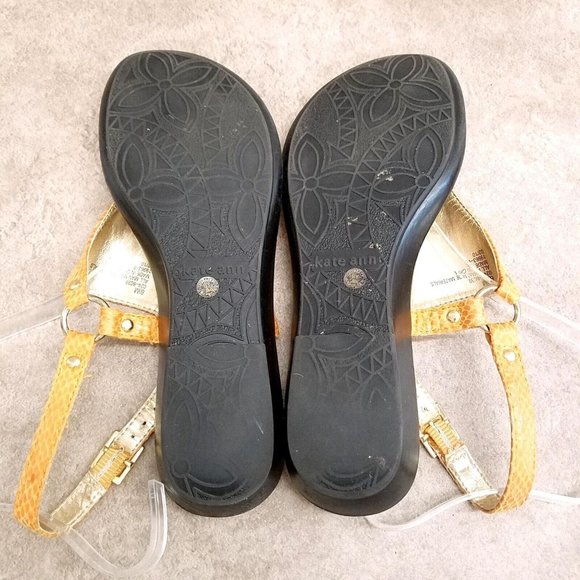 Kate Ann Womens  024-6039 Size 6.5 Yellow  Thong Slingback Sandals - Picture 9 of 10